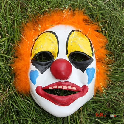 Kids Men Women Full Face Feather Scary Clown Mask Costume Props Red Masks Halloween - View 5