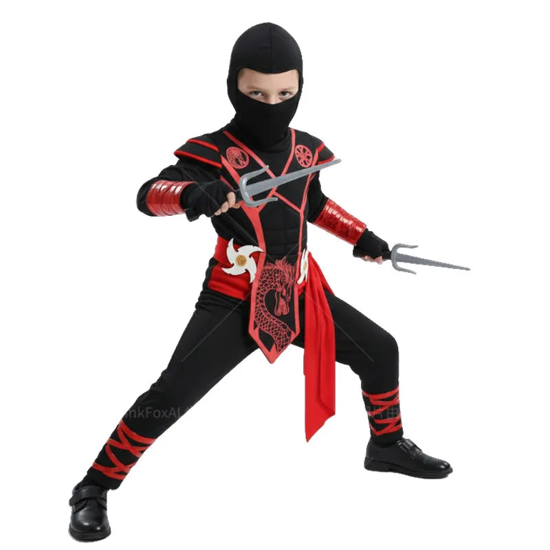 Kids Silver Dragon Ninja Costume Cartoon Masked Warrior Performance Outfit Halloween Anime Holiday Party - product image 4