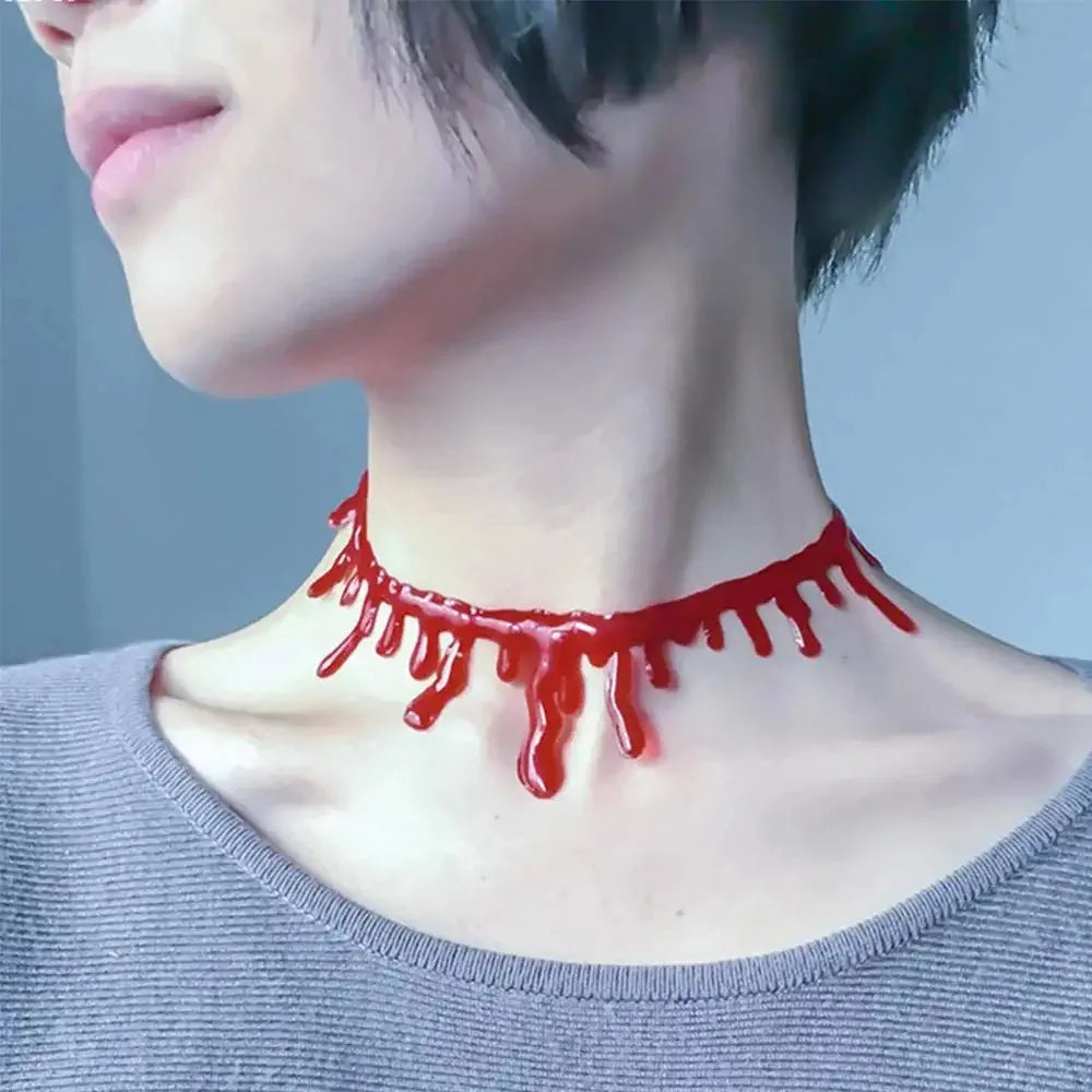Halloween Dripping Blood Necklace Horror Vampire Bloody Choker ForHalloween