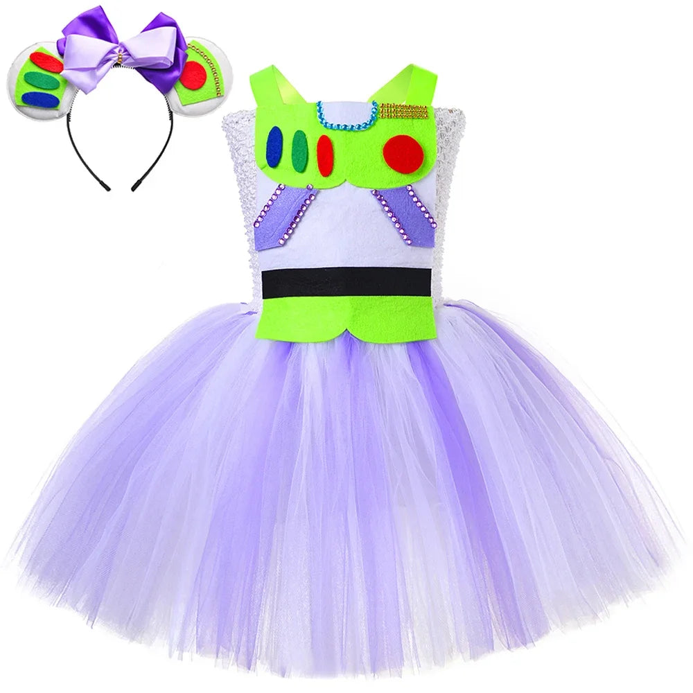 Toy Buzz Lightyear Girls Christmas Halloween Lined Tutu Dress Costume Baby  Birthday Outfit New Years Cartoon Toys Clothes