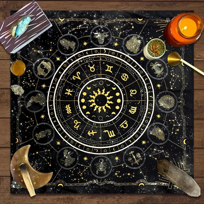 12 Zodiac Astrology Tarot Altar Cloth