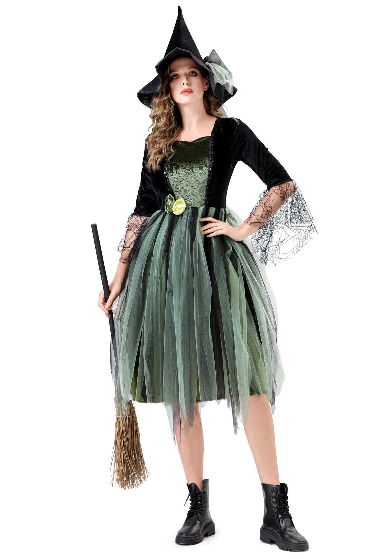 Gothic Dark Witch Outfit For Women Layered Tulle Skirt Halloween Carnival Daily Stage Character Cosplay - product image 5
