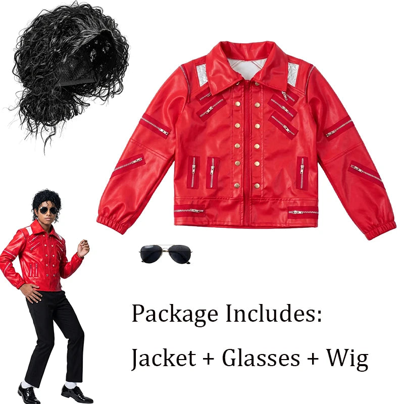 Child Michael Military Jacket Halloween Dress Up Smooth Criminal Cosplay Boy Michael Jackson Beat It Billie Jean Costume
