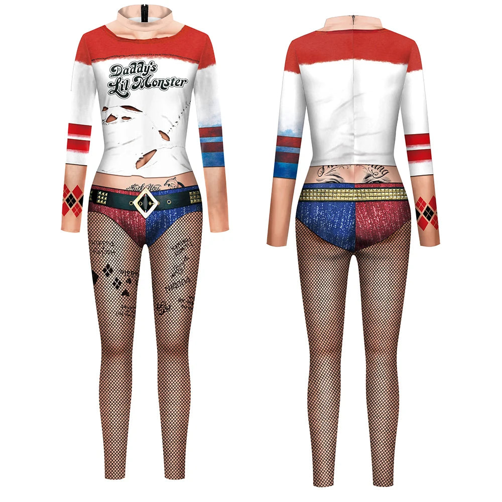 Color Cosplayer Clown Jumpsuit Hero Costume Halloween Dress Suit Leggings Sleeve Bodysuit - jumpsuit05 / XL