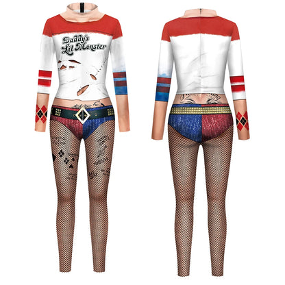 Color Cosplayer Clown Jumpsuit Hero Costume Halloween Dress Suit Leggings Sleeve Bodysuit - jumpsuit05 / XL