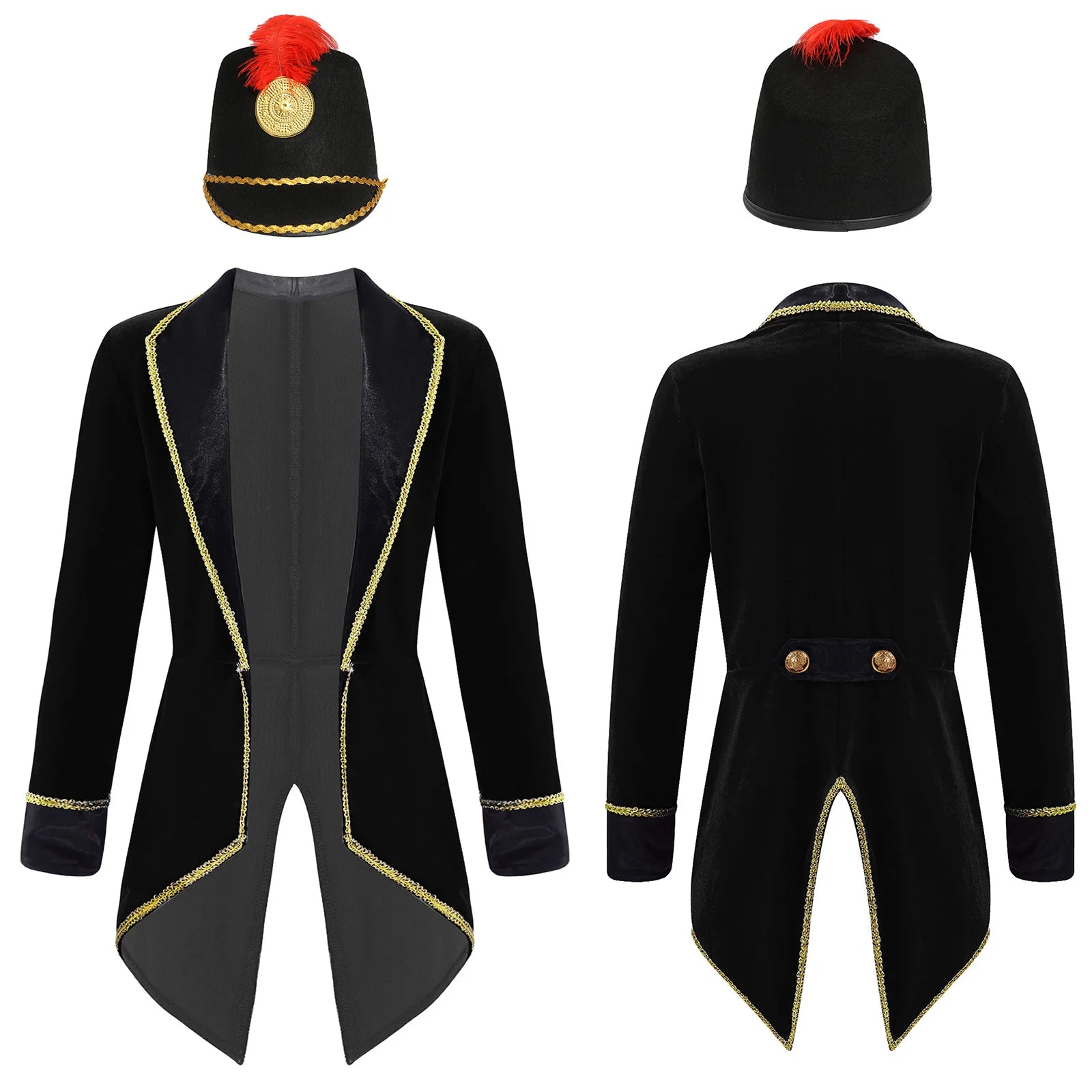 Kids Circus Ringmaster Halloween Costume Tailcoat