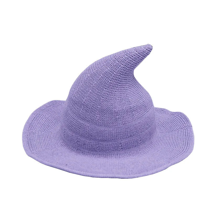 Knitted Witch Hat Pointed Wide Brim Wool Halloween Christmas Costume Party Cosplay Winter Fashion Cap for - product image 11