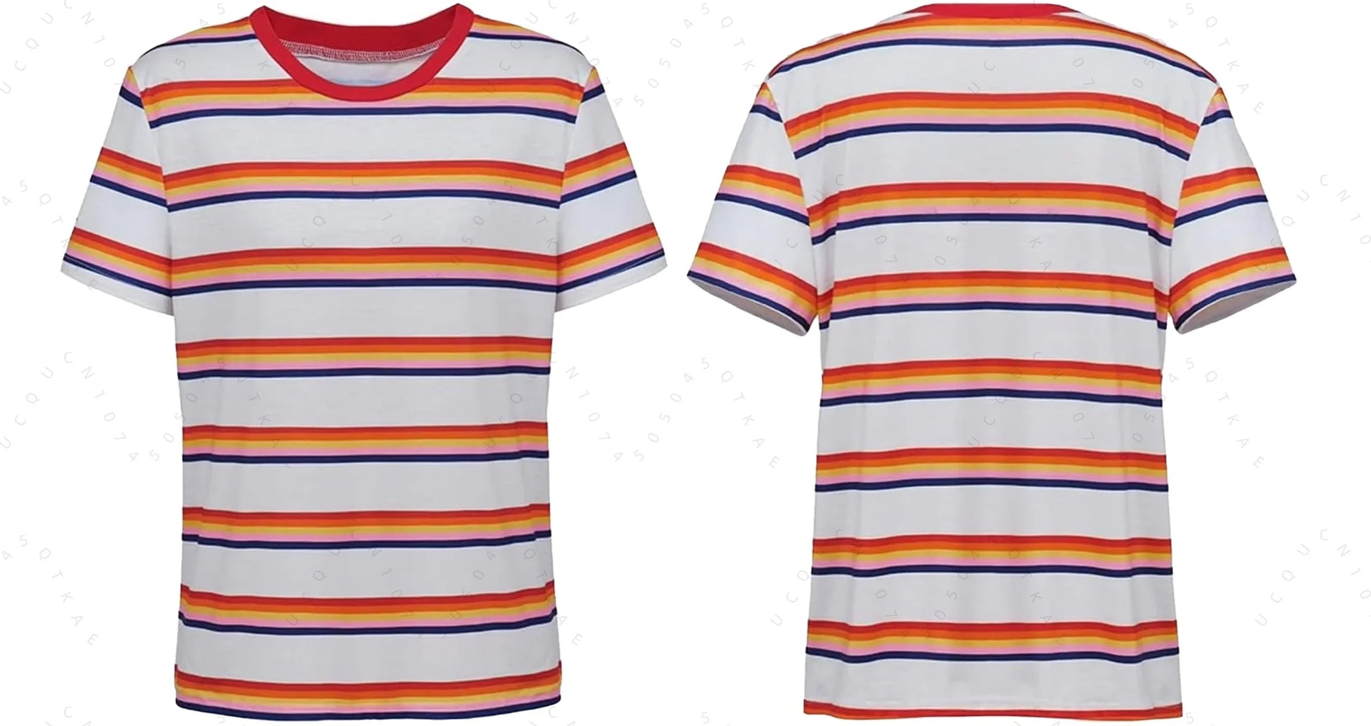 Retro 80s Striped Cosplay Costume | Colorful Striped T-Shirt & Casual Coat for Women, Men, Girls |Halloween