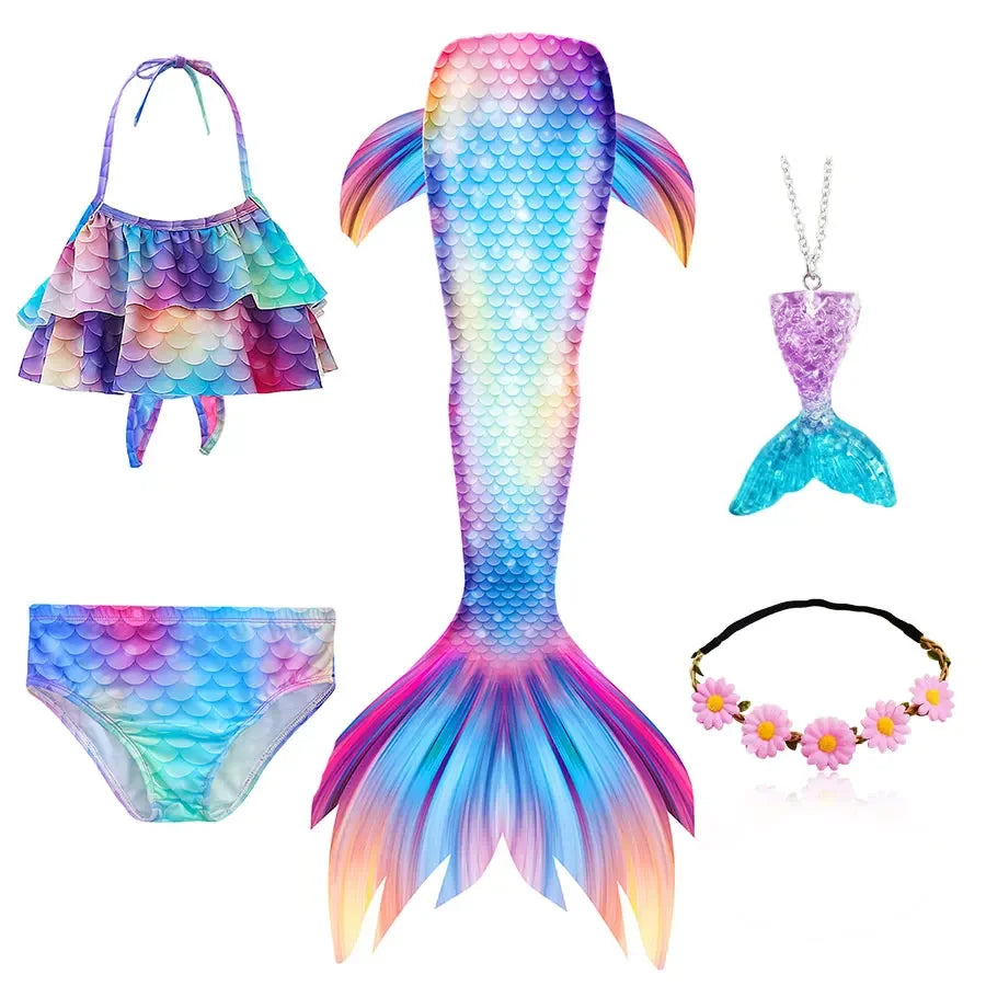 Mermaid Princess-Inspired Tail Memaid Swimsuit Bikini Bathing Suit Costume Girls Can