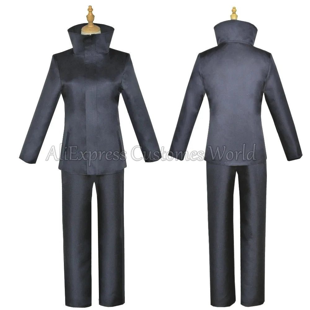 Anime White-Haired Blindfold Sorcerer Costume Dark Sorcery Anime Satoru White-Haired Blindfold Sorcerer Costume Uniform Black Suit Halloween - Full Set Suits / S