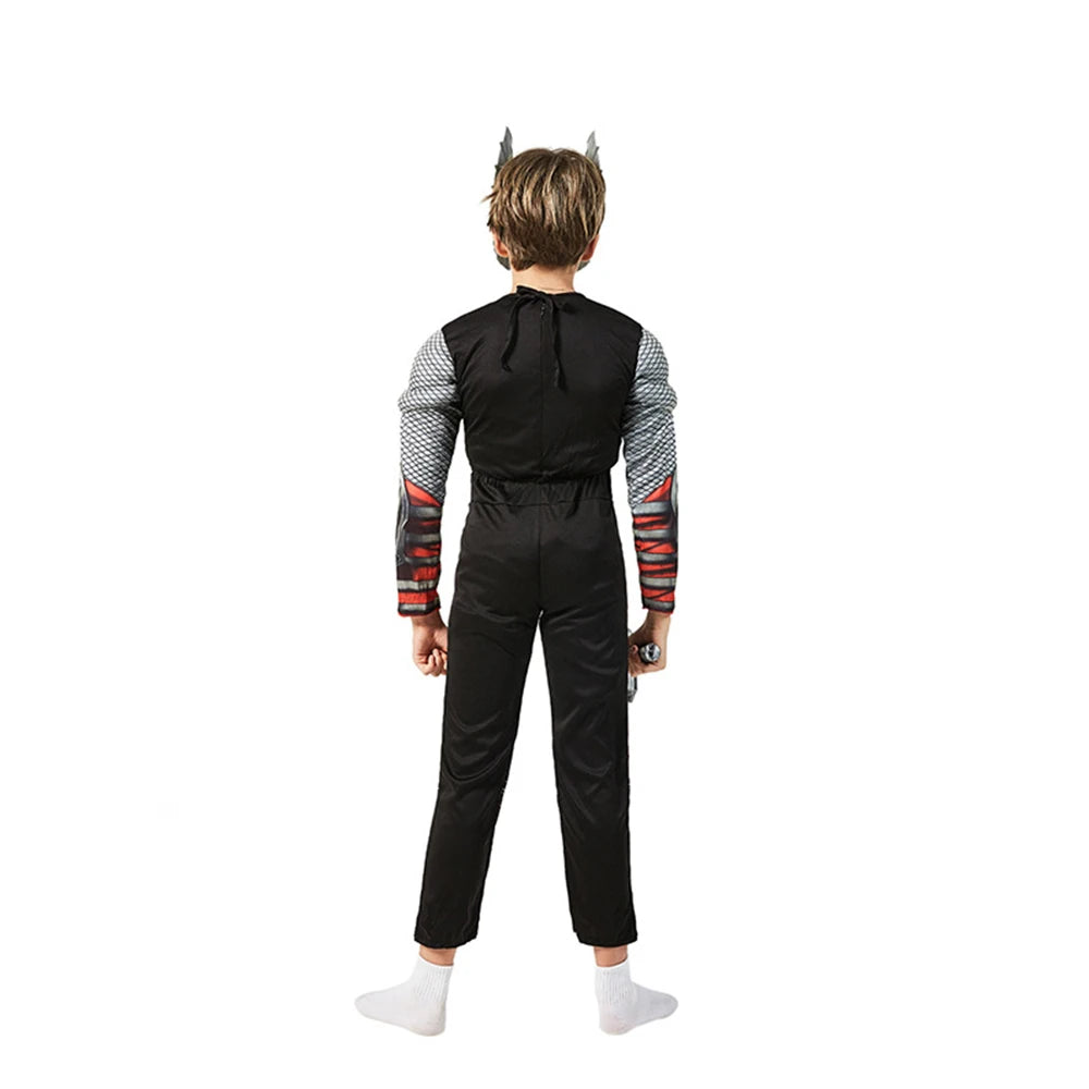 SuperHero Kids Thor Costume Kids Muscle Cosplay Costume Harmmer Halloween Up Jumpsuit - View 4