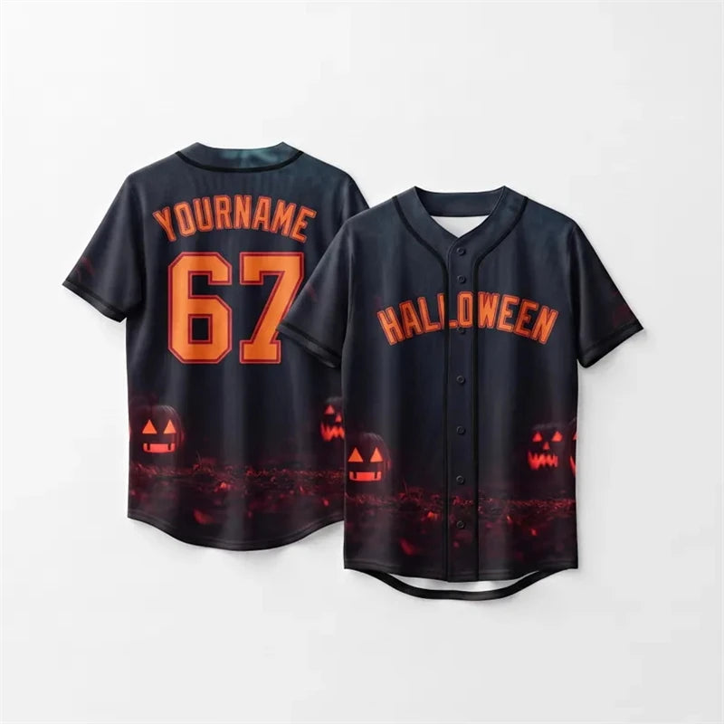 Personalized Name 3D Printed Baseball Jersey Bat Spider Web Print Shirt Men Women