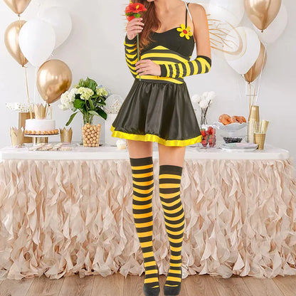Women's Bumble Bee Halloween Costume Set – Skirt, Wings, Stockings & Headband