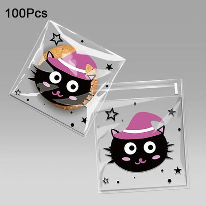 100Pcs Plastic Halloween Candy Bags Self-adhesive Clear Trick or Treat Bags Ghost Halloween Series Candy - product image 11