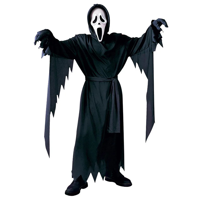 Hooded White Ghost Horror Costume with Mask - product image 2