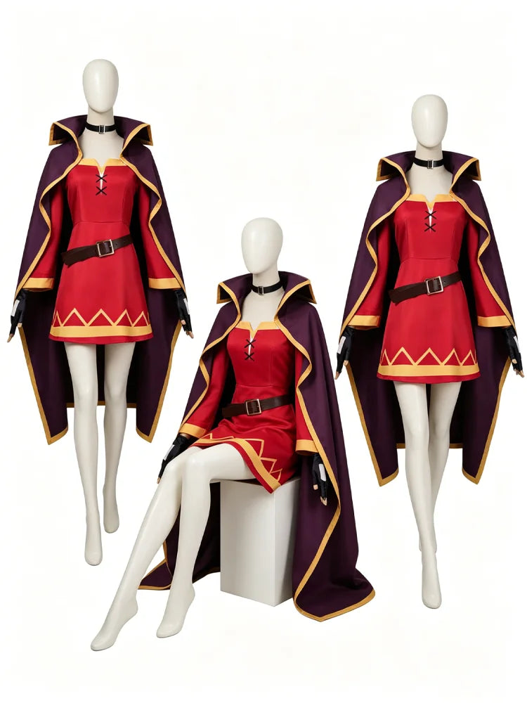 Witch Red Purple Belt And Vintage Women's Dress Halloween Costume - Red - product image 2