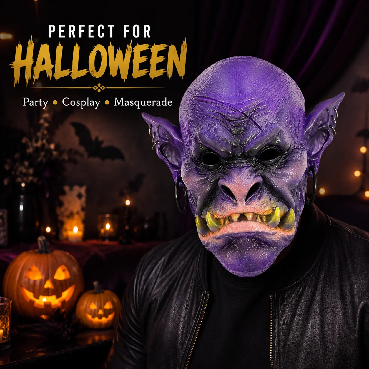 Halloween Monster Full Head Mask, Realistic Foam Goblin Orc Costume Headgear for Adult Cosplay Party - product image 6
