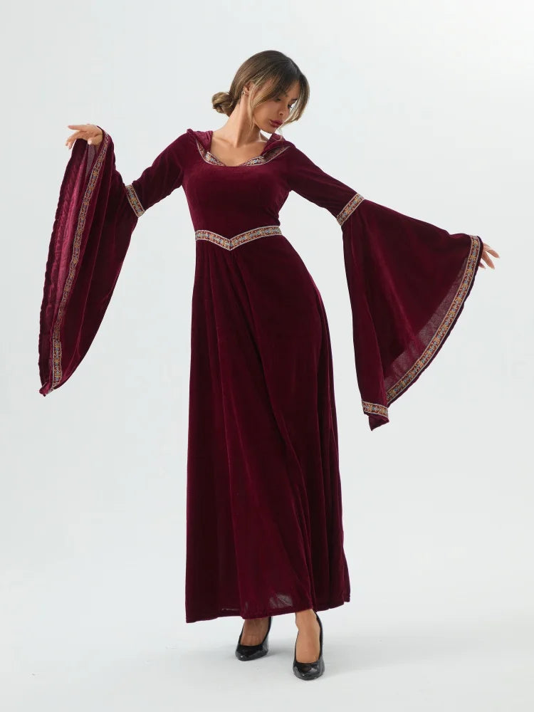 Medieval Retro Gothic Hoodie Witch Long Skirt Luxury Women's Party Dress Cosplay Vampire Halloween Adult - product image 3