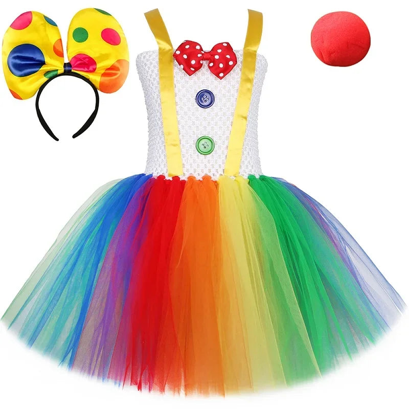 Circus Clown Costume for Girls Dresses Naughty Joker Costume Halloween Costume for Kids - Only 1pcs Dress / 12T