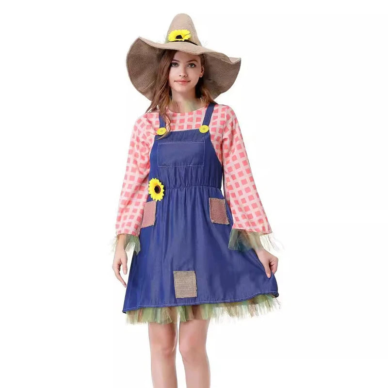 Halloween Women Wizard Scarecrow Clown Costume Stage Patchwork Pattern - product image 7