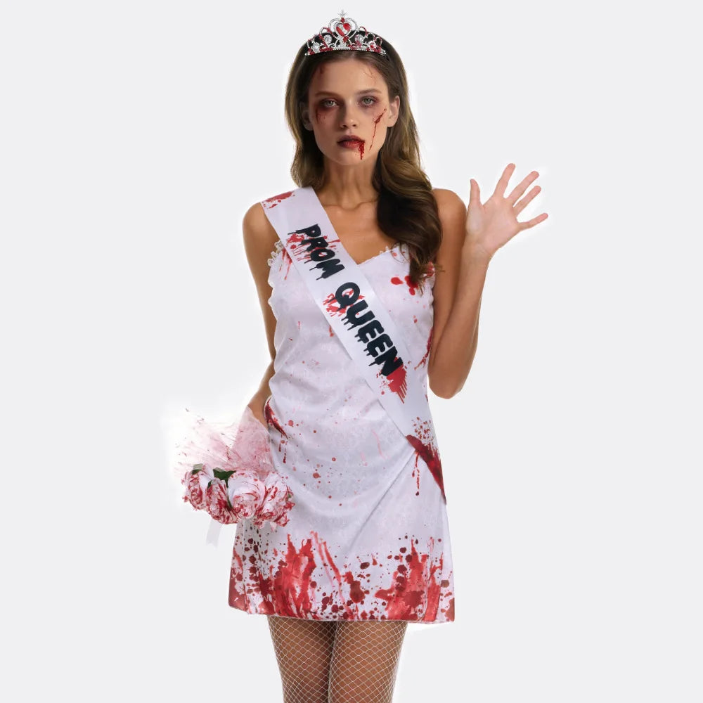 Ghost Bride Cosplay Costume Dress Women's Blood - Red Printed Spaghetti - product image 5