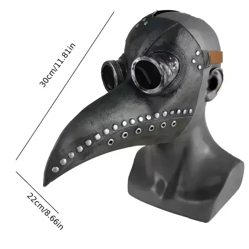Medieval Plague Doctor Costume for with Pointed Hat Cloak Bird Beak Mask and Hooded