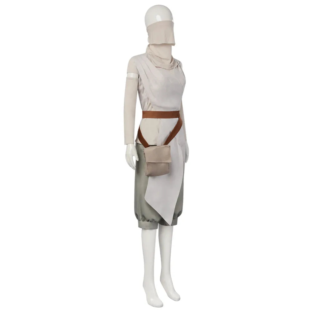 Rey Costume Space Battle Skywalker Outfit Women Jedi Uniform Assassin Mask Bag Costume Set - Set / S