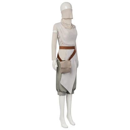 Rey Costume Space Battle Skywalker Outfit Women Jedi Uniform Assassin Mask Bag Costume Set - Set / S
