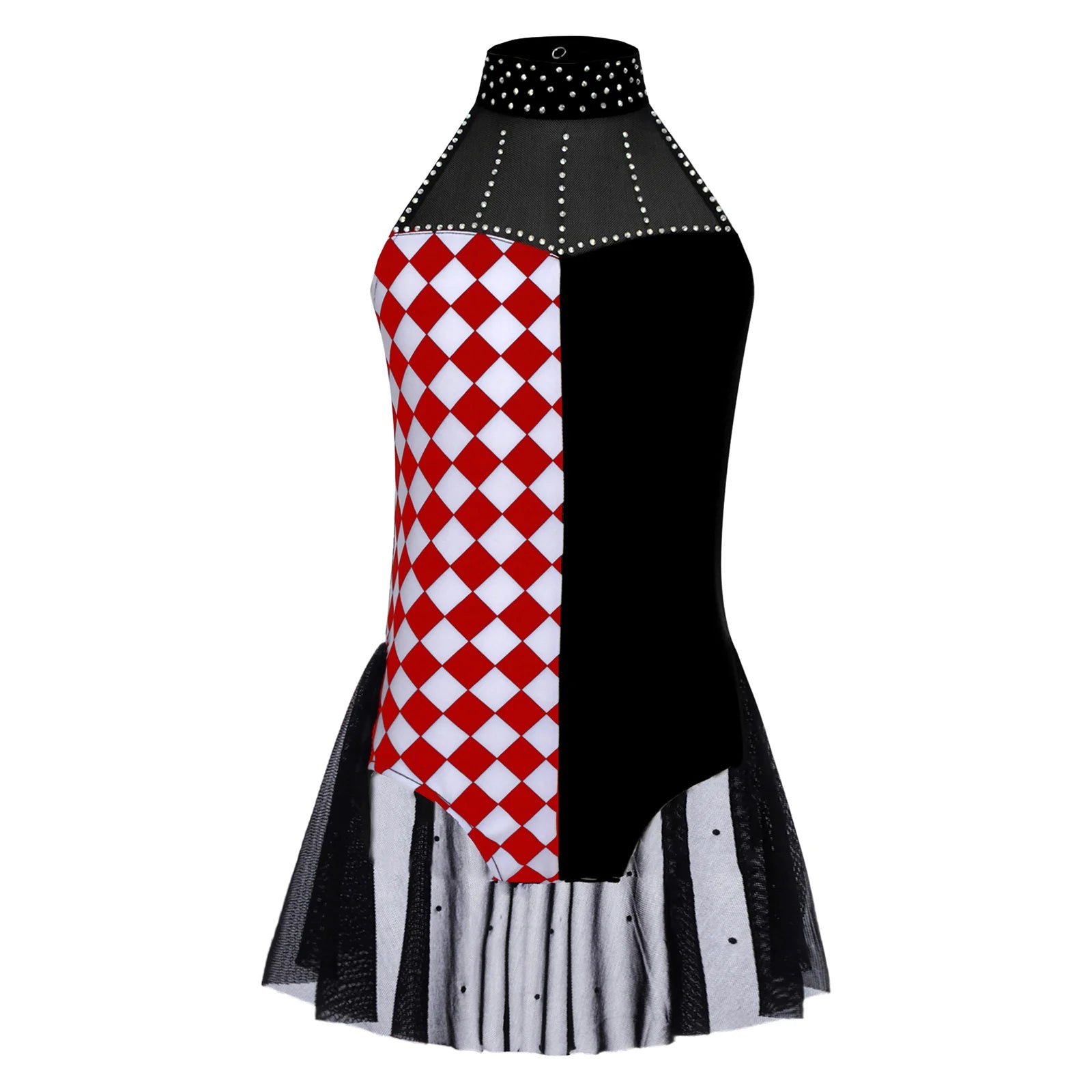Kids Girls Clown Circus Ringmaster Costume Halloween Costume Skirted Leotard Color Block - White / 14