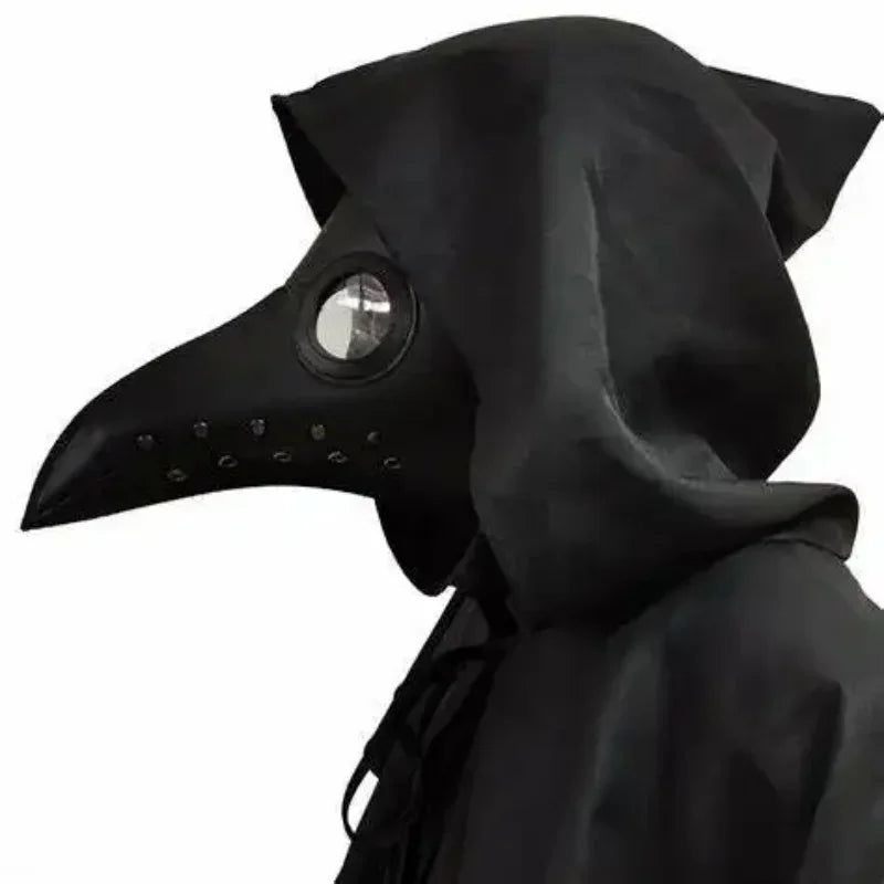 Medieval Plague Doctor Costume for with Pointed Hat Cloak Bird Beak Mask and Hooded