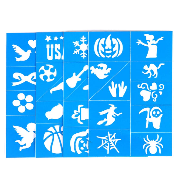 Halloween Face Kids Tattoos Templates Painted Stencils Glitter - Halloween Makeup