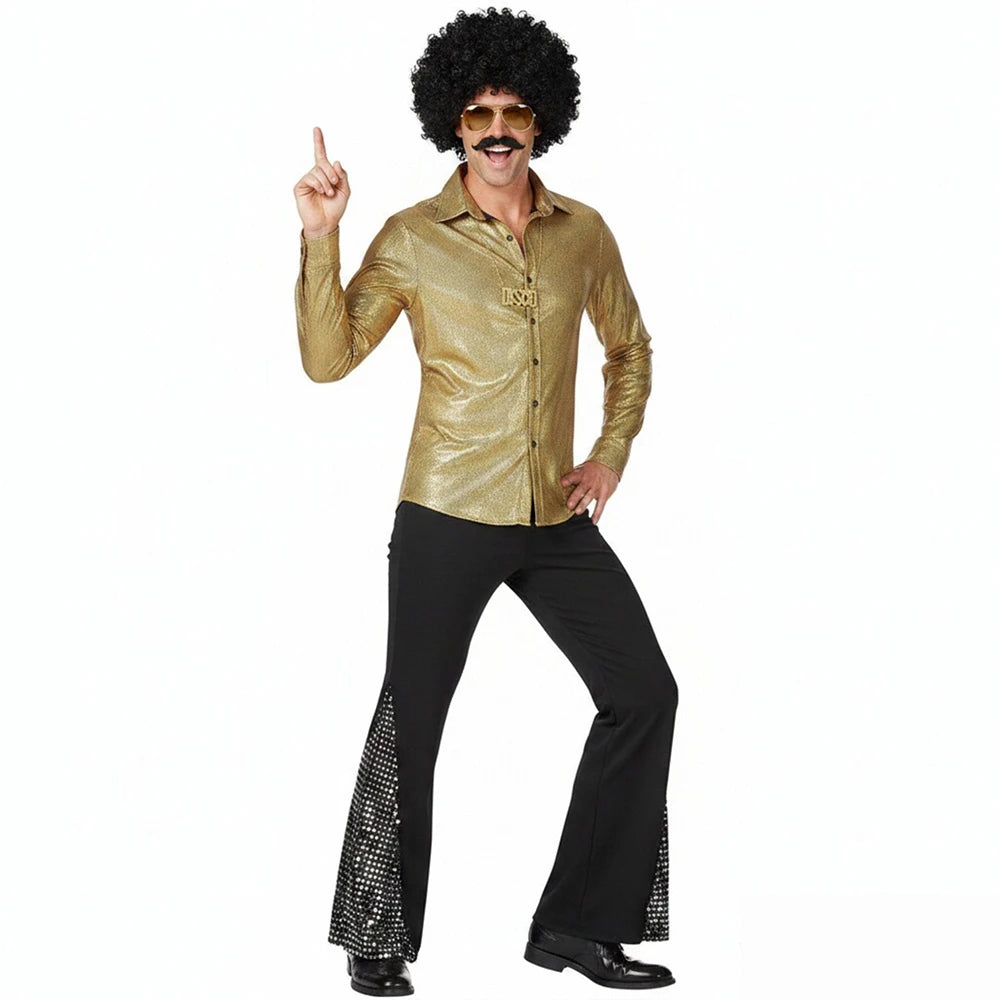 6-Pc Disco 1970s Retro Big Hair Men's Suit Halloween Costume - product image 3