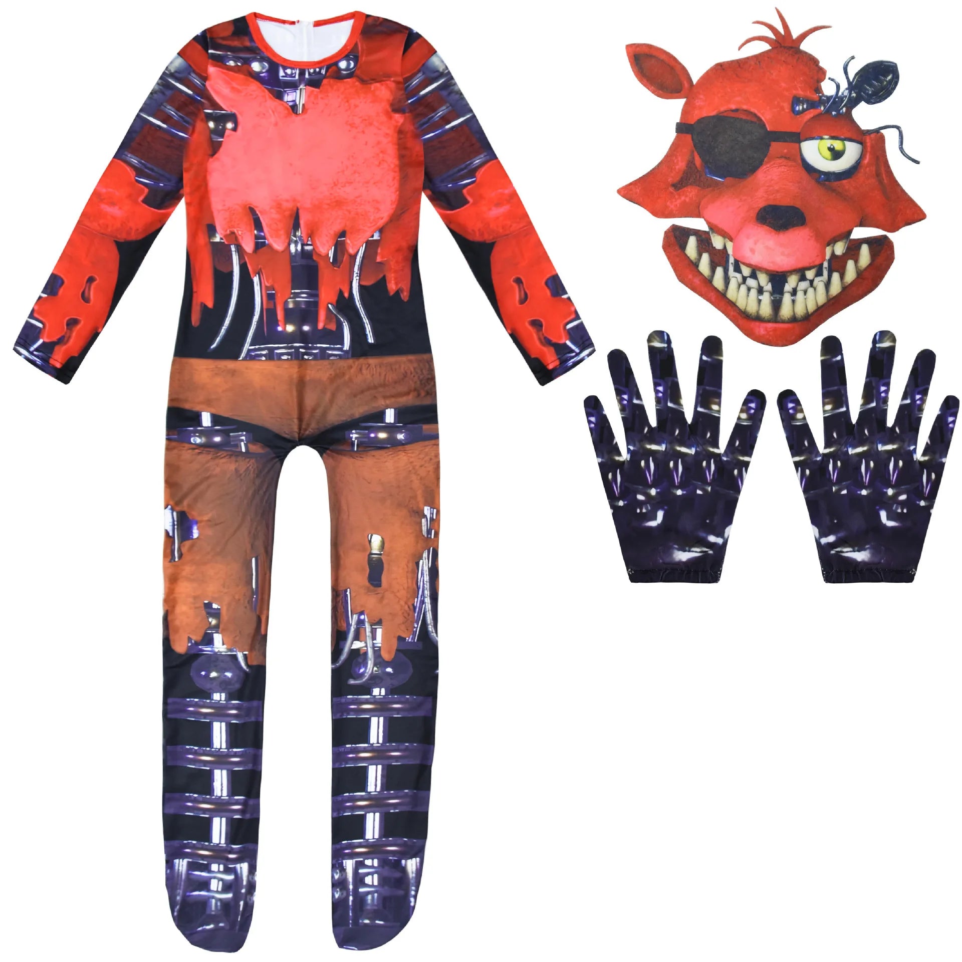 Kids Horriable Halloween Costume Five Nights F-Freddyeds Jumpsuit Cosplay Nightmare BonnieD Wolf Anime - product image 1