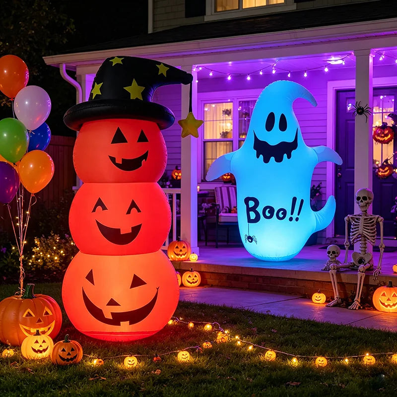 Pvc Inflatable Glowing Pumpkin Doll Suitable for Halloween, Halloween Inflatable Led Light-Up Ghost, - product image 4