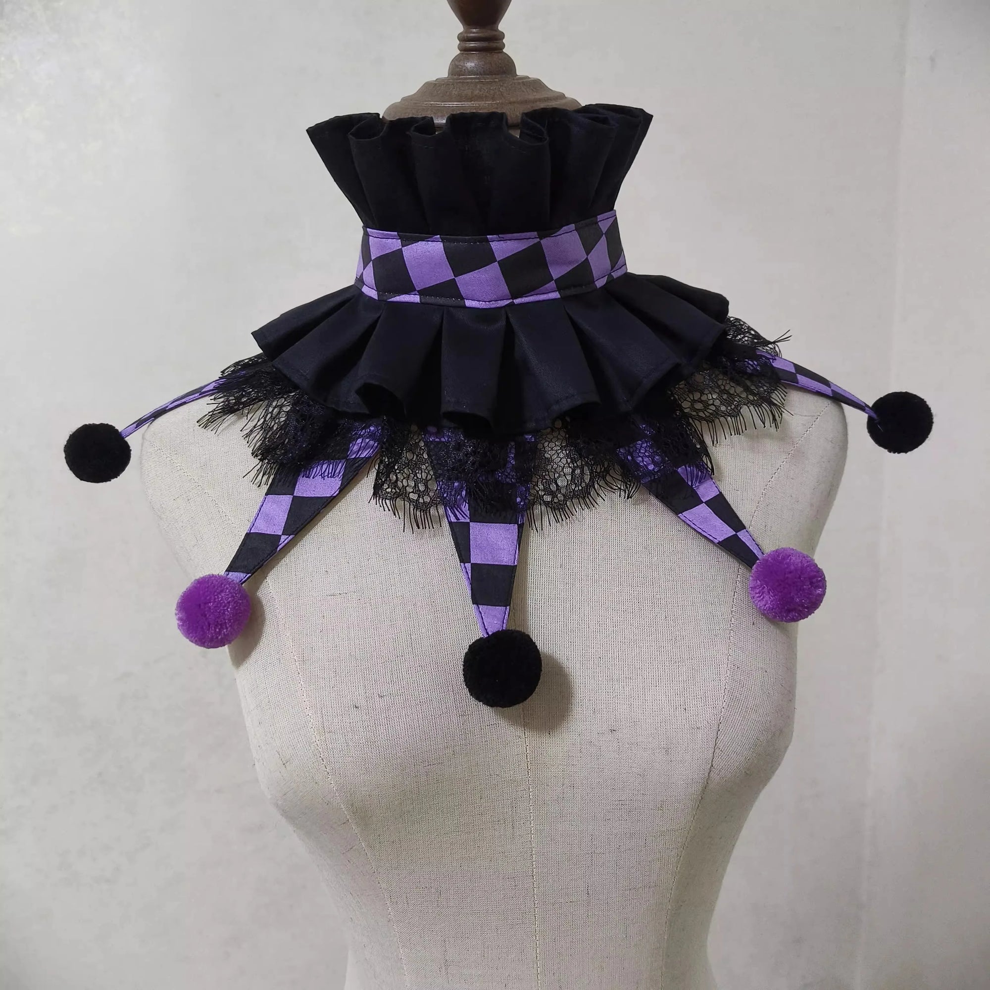 Original Designed Colorful Clown Collar Halloween Performance Characteristic Collar Fairy - Burgundy / one size-15.7 in (40 cm)