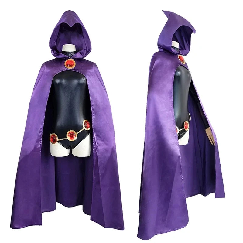 Women's Raven-Inspired Purple Cloak Halloween Costume