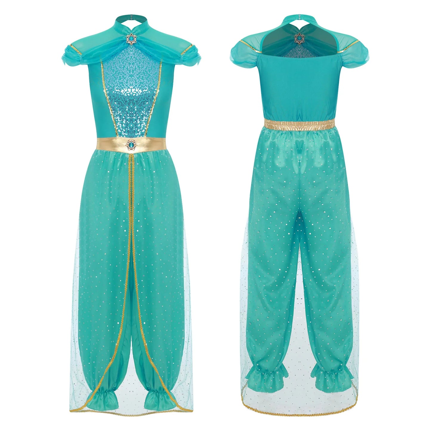 Women's Arabian Prince Belly Dance Princess Jumpsuit Indian Gems Costume - alternate view 8