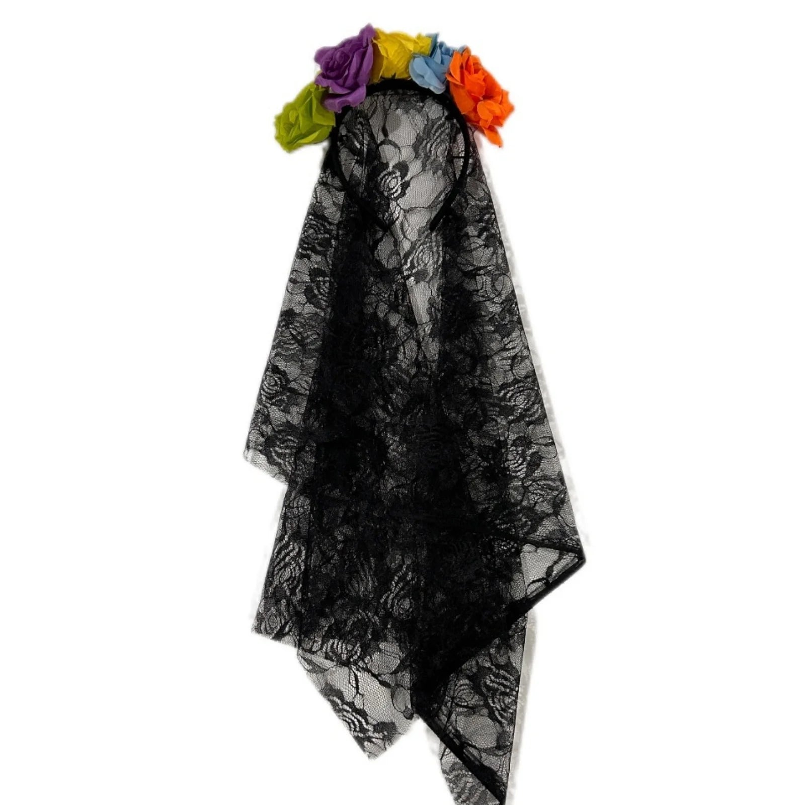 1-Piece Ghost Bride Floral Lace Veil Headbands, 4-Piece Set, Spooky & Elegant - product image 5