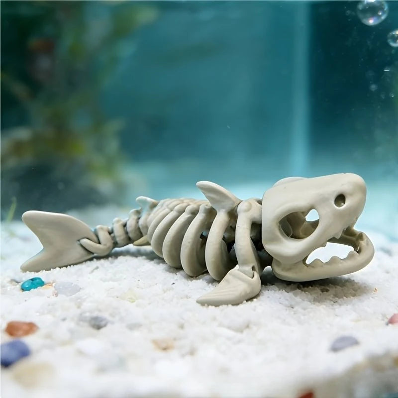 Spooky Shark Skeleton Aquarium Decor Articulated Ornament Reptiles Fish Tank Landscapes Fish Shrimp Shelter Aquarium Accessories