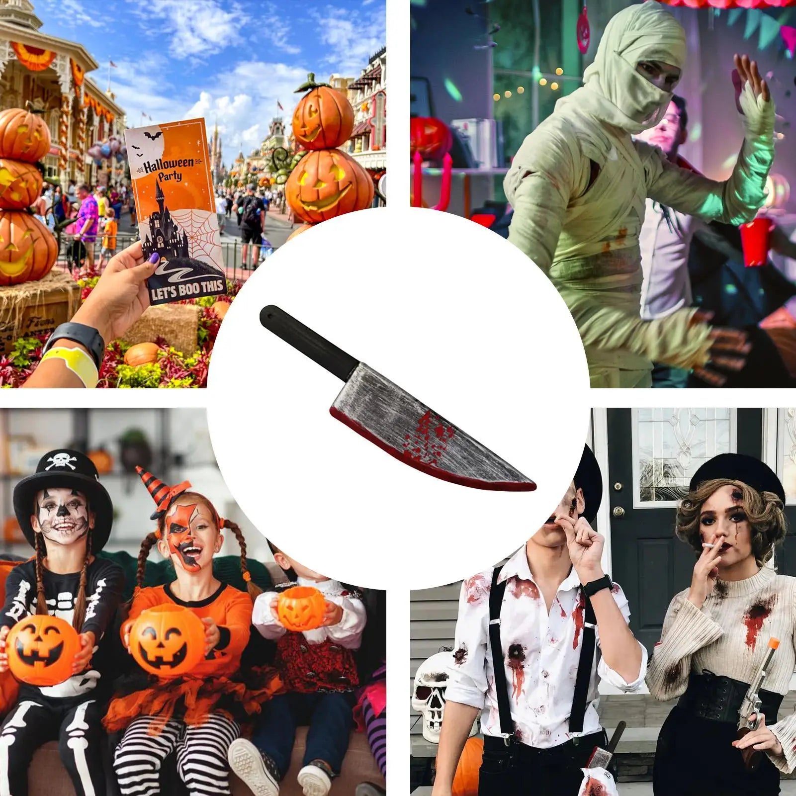 Realistic Fake Knife Prop with Fake Blood Scary Halloween Decorations Prank Toy Halloween Party Haunted House - product image 6