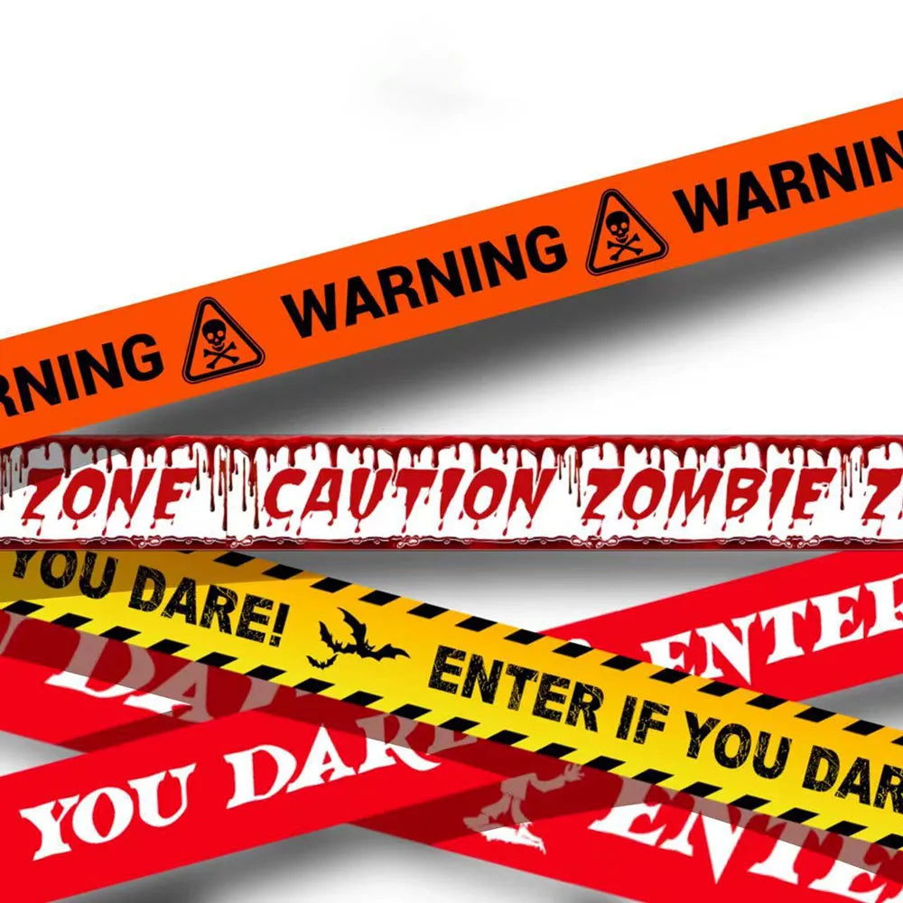 Halloween Warning Tape Signs Banner Halloween Props Window Prop Danger Warning Line Halloween Decoration Supplies