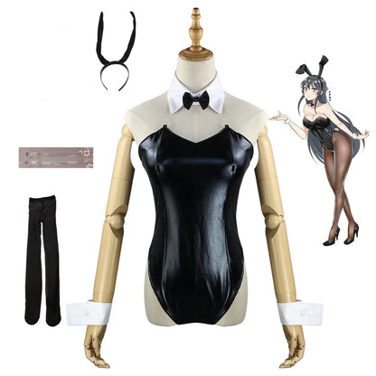 Adult Plus Size Anime Bunny Senpai Cosplay Costume Halloween Women Black Sexy Jumpsuit Does Not Dream of Sakurajima Mai Outfits