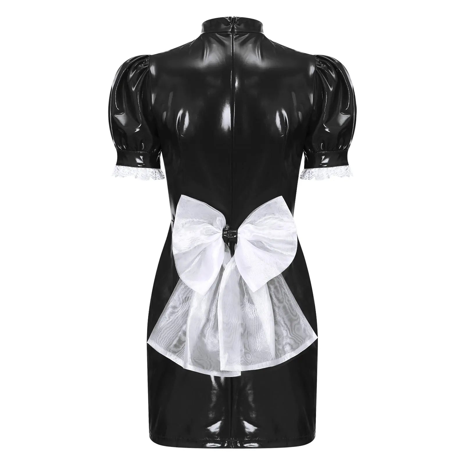 Womens Maidservant Halloween Party Outfits PU Leather Maid Cosplay Costume - product image 4