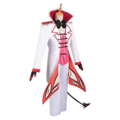 Adult Lucifer Costume Anime Hotel Fantasy Men Uniform Tail Coat Hat Pants Gloves Tie - Hat / S