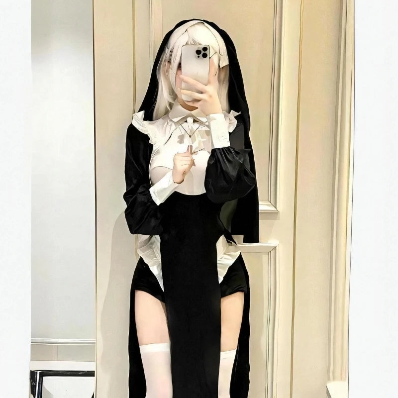 Women's Nun Sexy Transformation Elegant Slimming Maid Style Costume - alternate view 3