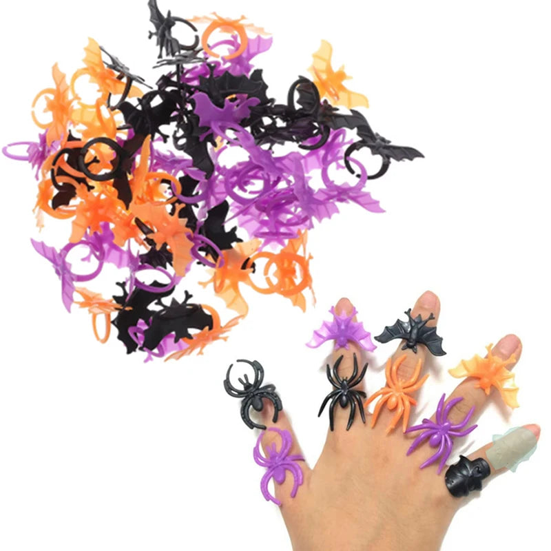 Halloween Bat Spider Skull Rings – 30–60 Pack