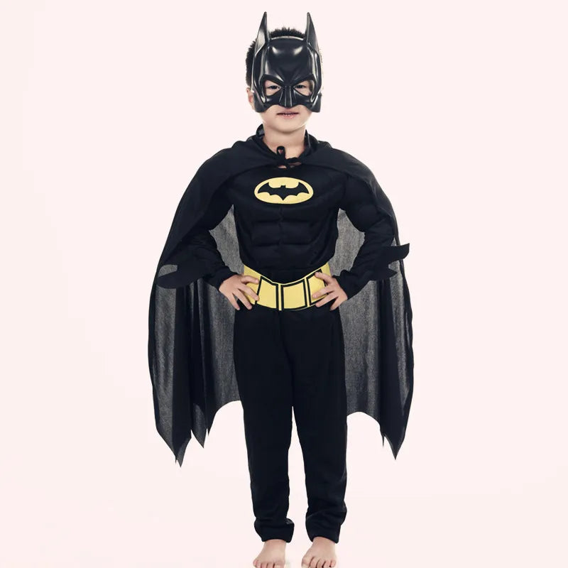 Halloween Kids Boys Bat Costume Batboy Fancy Black Superhero Costume Kids Costume Outfits - jumpsuit and mask / 130