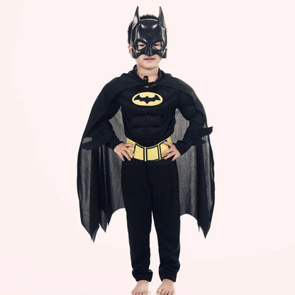 Halloween Kids Boys Bat Costume Batboy Fancy Black Superhero Costume Kids Costume Outfits - jumpsuit and mask / 130