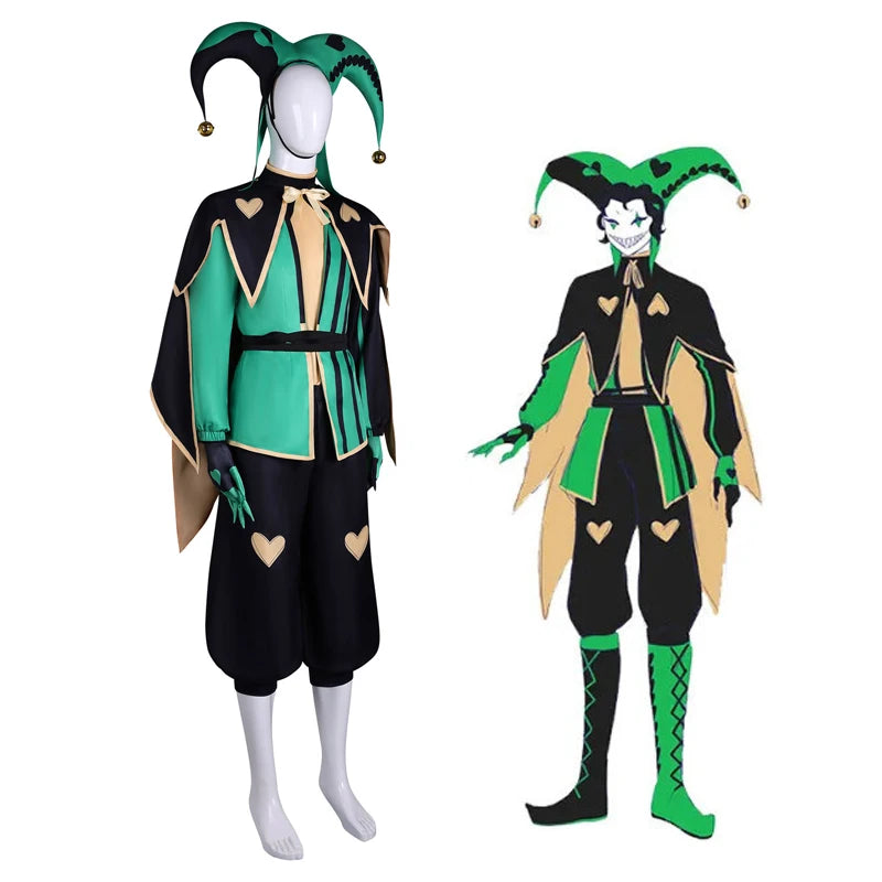 The Freak Circus Harlequin Clown Costume Coat Hat Shawl Belt Gloves Socks Outfit for - Costume Set / S