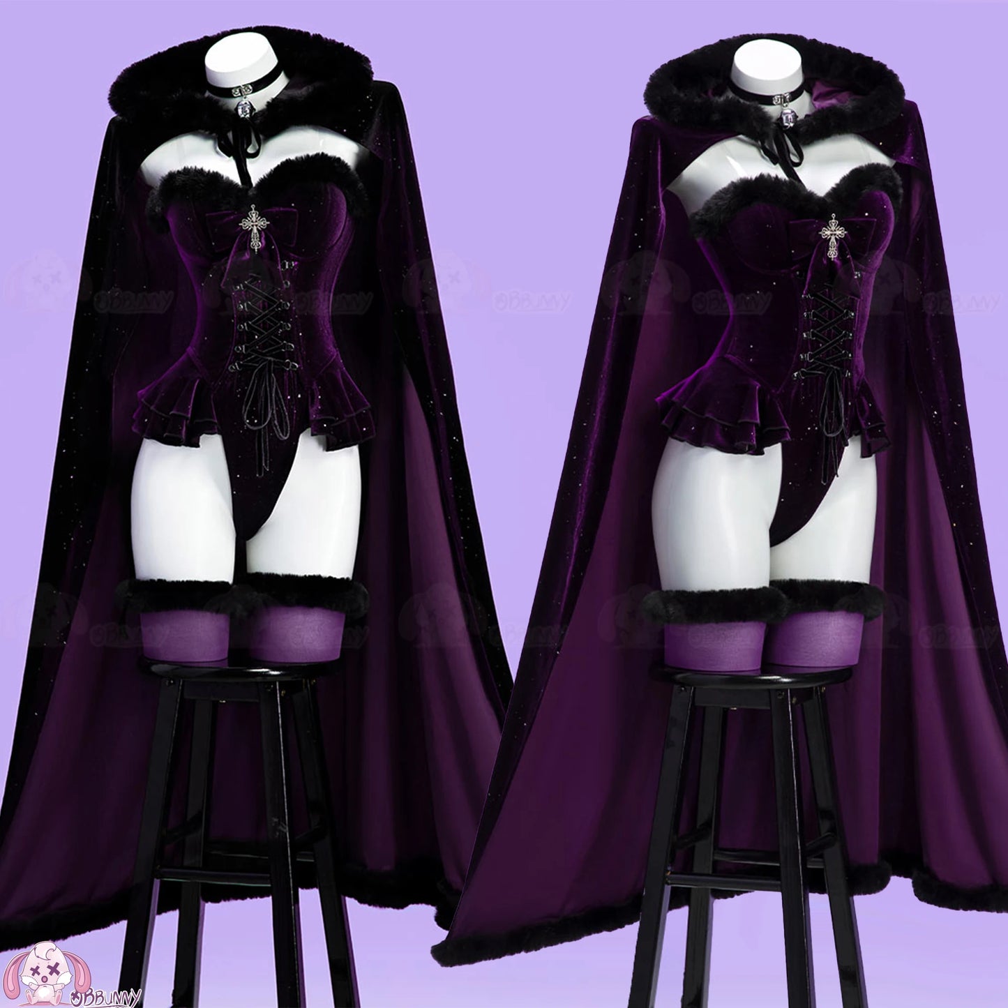 Original Witch Banquet Cosplay Costume Halloween Black Purple Plush Cape Summer Outfit Anime Prop Halloween - product image 1